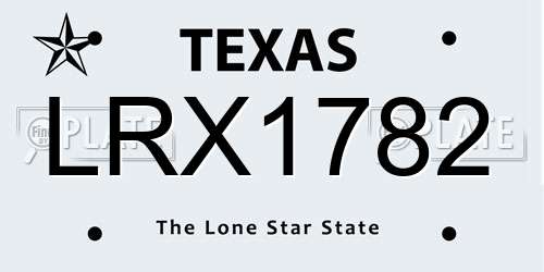 LRX1782 Texas License Plate