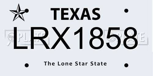 LRX1858 Texas License Plate