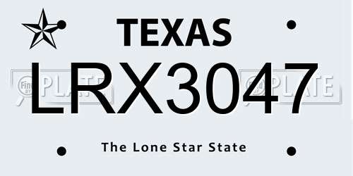 LRX3047 Texas License Plate