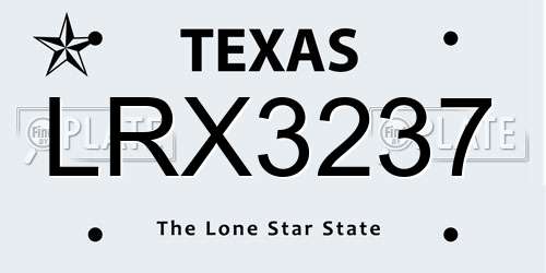 LRX3237 Texas License Plate