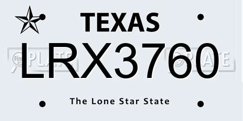 LRX3760 Texas License Plate