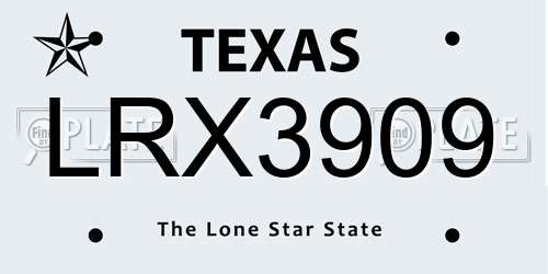 LRX3909 Texas License Plate
