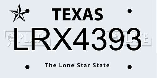 LRX4393 Texas License Plate