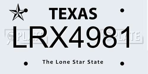 LRX4981 Texas License Plate