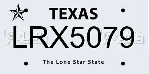 LRX5079 Texas License Plate