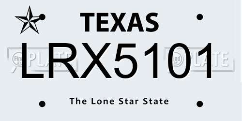 LRX5101 Texas License Plate