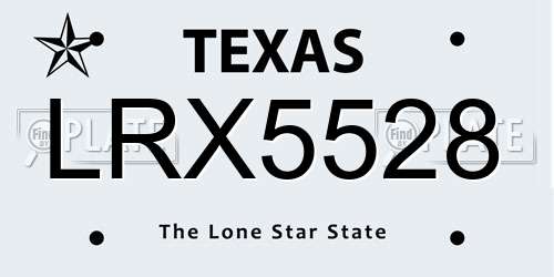 LRX5528 Texas License Plate