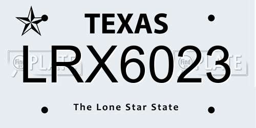 LRX6023 Texas License Plate