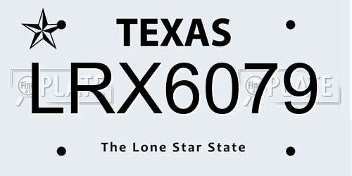 LRX6079 Texas License Plate