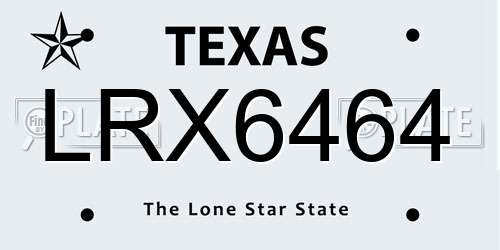 LRX6464 Texas License Plate