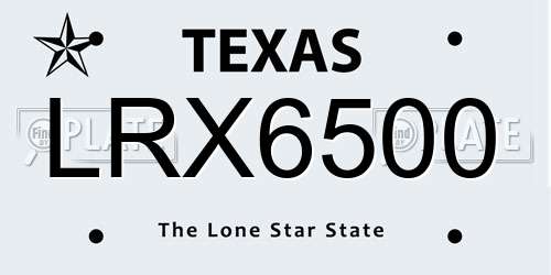 LRX6500 Texas License Plate