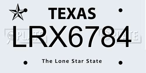 LRX6784 Texas License Plate
