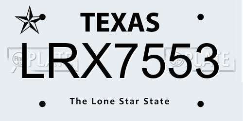 LRX7553 Texas License Plate