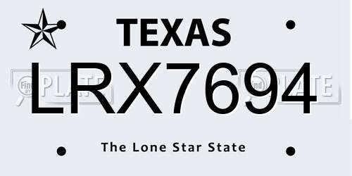 LRX7694 Texas License Plate