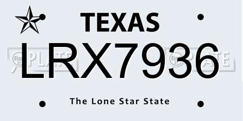 LRX7936 Texas License Plate