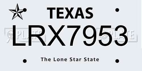 LRX7953 Texas License Plate