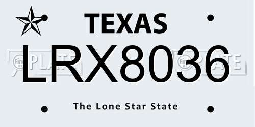 LRX8036 Texas License Plate