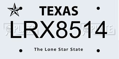 LRX8514 Texas License Plate