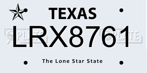 LRX8761 Texas License Plate