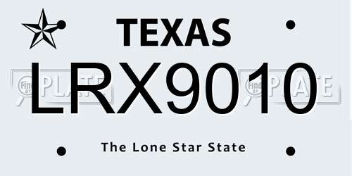 LRX9010 Texas License Plate