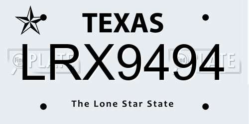 LRX9494 Texas License Plate