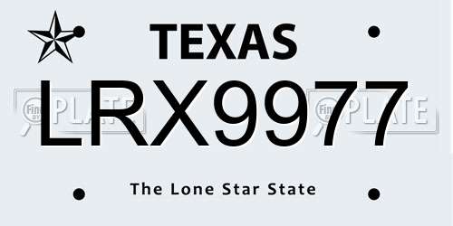LRX9977 Texas License Plate