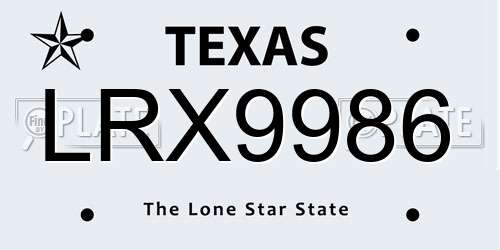 LRX9986 Texas License Plate