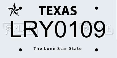 LRY0109 Texas License Plate