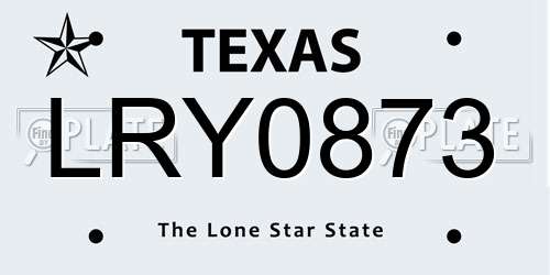 LRY0873 Texas License Plate