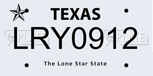 LRY0912 Texas License Plate