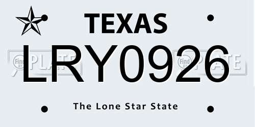LRY0926 Texas License Plate
