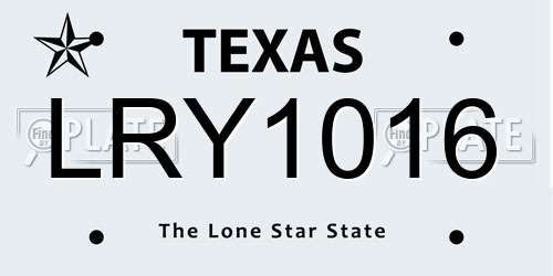 LRY1016 Texas License Plate