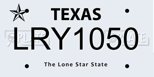 LRY1050 Texas License Plate