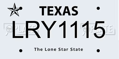 LRY1115 Texas License Plate