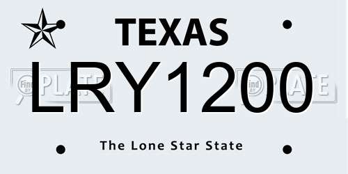 LRY1200 Texas License Plate