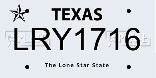 LRY1716 Texas License Plate