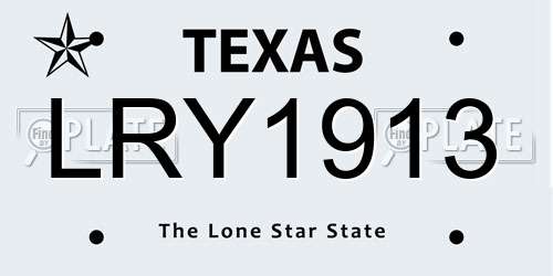 LRY1913 Texas License Plate