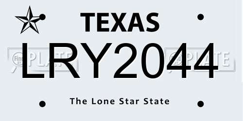 LRY2044 Texas License Plate