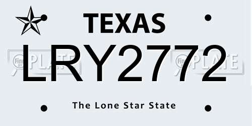 LRY2772 Texas License Plate