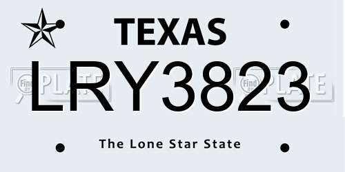LRY3823 Texas License Plate