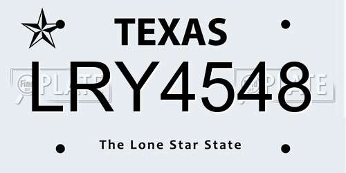 LRY4548 Texas License Plate