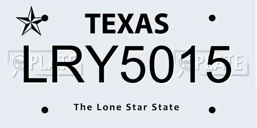 LRY5015 Texas License Plate