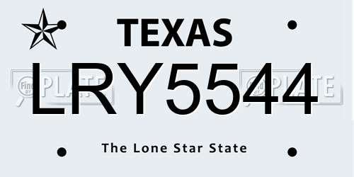 LRY5544 Texas License Plate