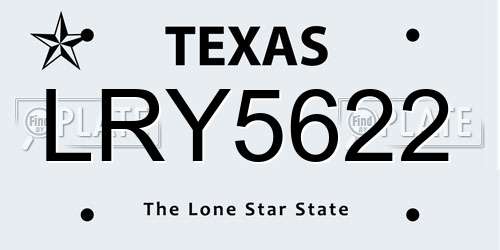LRY5622 Texas License Plate