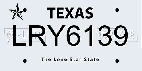 LRY6139 Texas License Plate