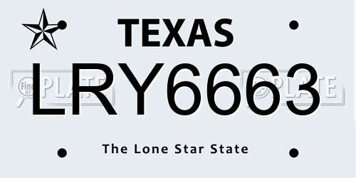 LRY6663 Texas License Plate
