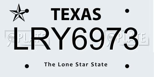 LRY6973 Texas License Plate