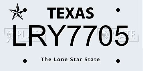 LRY7705 Texas License Plate
