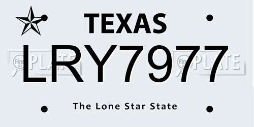 LRY7977 Texas License Plate
