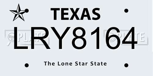 LRY8164 Texas License Plate
